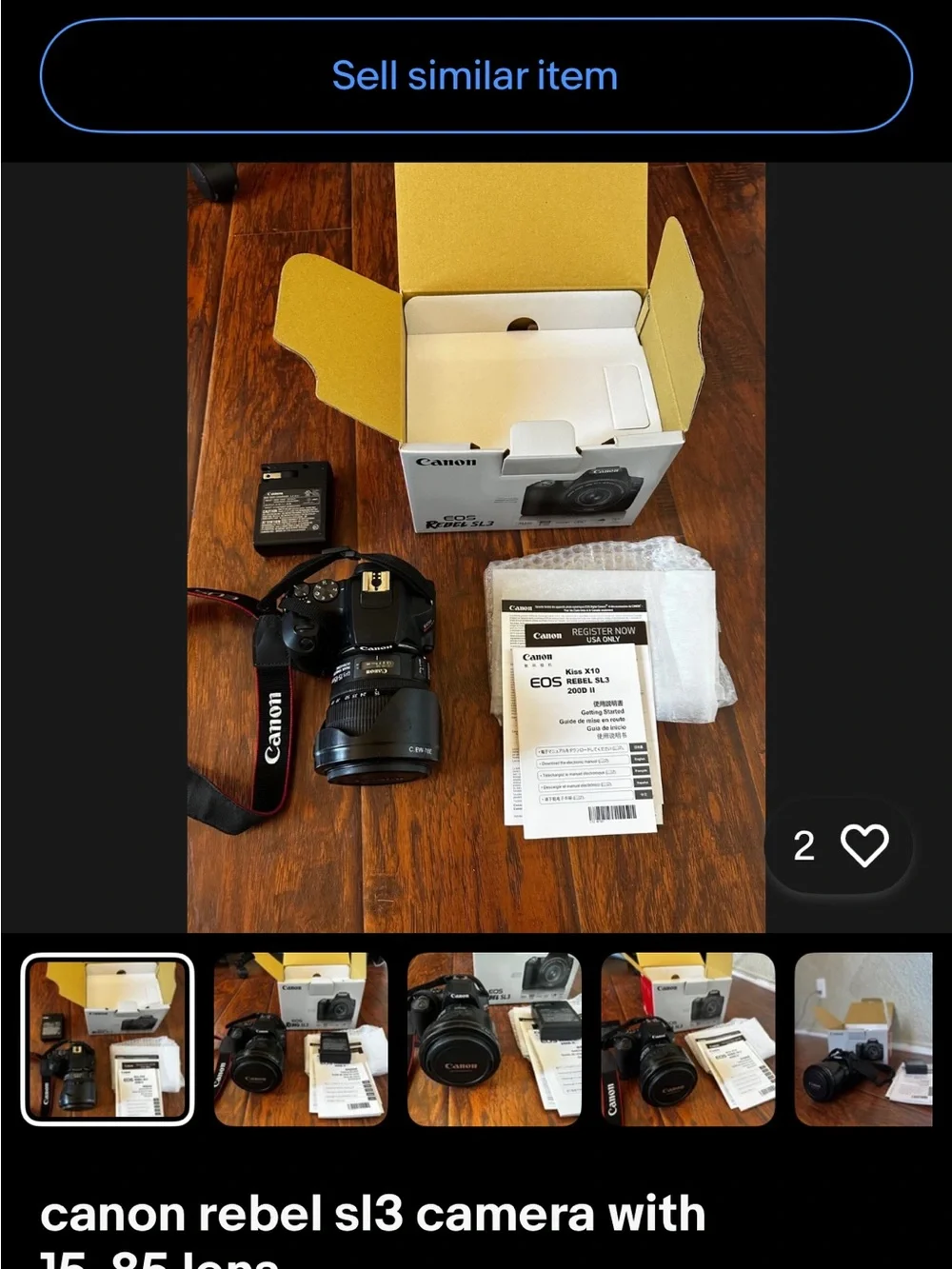 Canon EOS Rebel SL3 DSLR Camera - Black with 15-85 lens